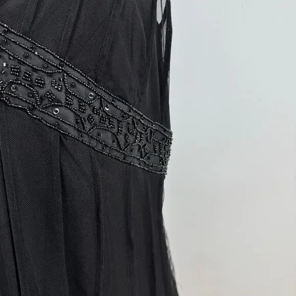 MixIt Y2K Black Mesh Midi Dress 10 Beaded Whimsigoth Event Goth Vamp Witchy - Picture 4 of 9